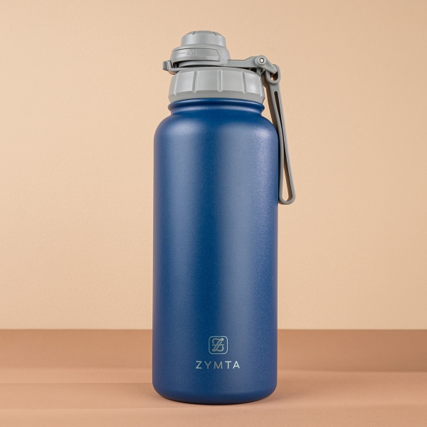Zymta 1000ML Stainless Steel Insulated Water Bottle  | Leak-Proof, BPA-Free Flask for Gym, Sport &amp; Travel - Navy Blue Large Capacity Vacuum Insulated Water Bottle | Durable 18/8 Stainless Steel Thermos for Hot &amp; Cold Drinks -