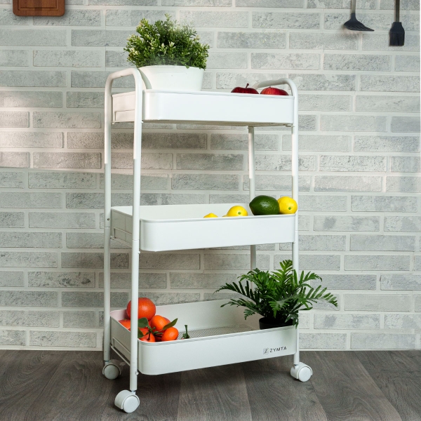 White 3 Tier Rolling Organizer | Mu.. - 1