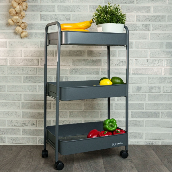 3-Tier Rolling Storage Cart - Grey .. - 1