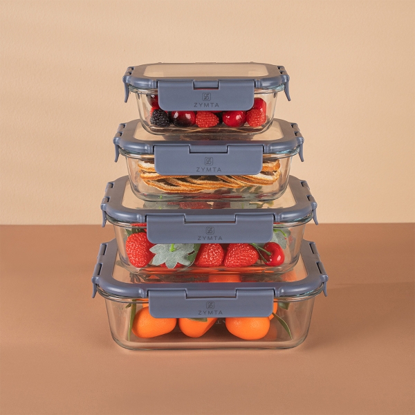 4 Pcs Glass Food Storage Containers.. - 1