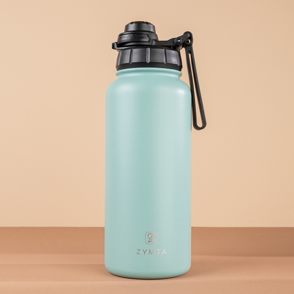 Stainless Steel Water Bottle 1L Double Wall Insulated Bottles, BPA Free Vacuum Flask For Hot and Cold Water Leak Proof Wide Mouth for Office, School, Picnics, Gym and All Age Range (Green)