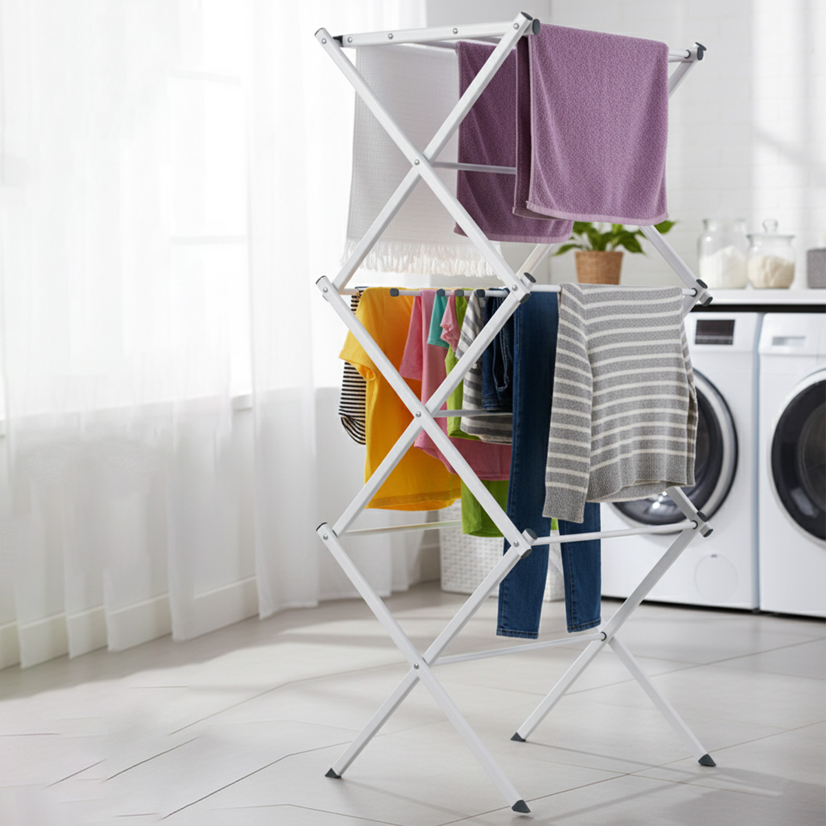 Folding Clothes Drying Rack - White.. - 2